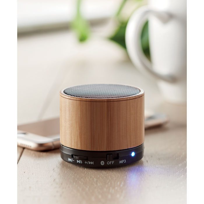 Round Bamboo Bluetooth Speaker - Round Bamboo