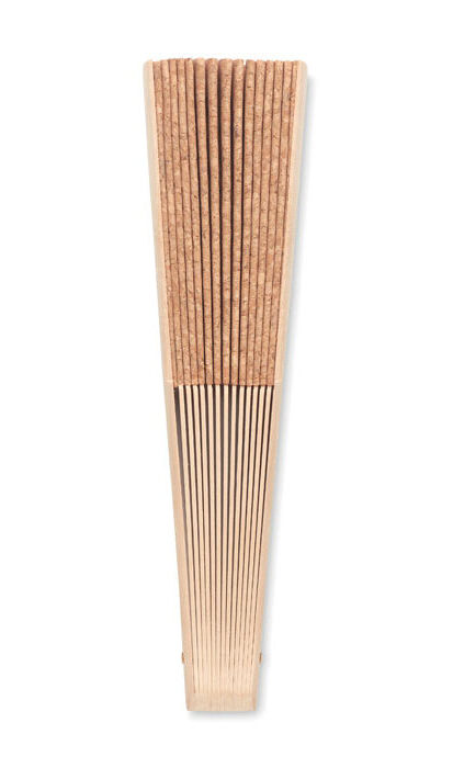 Wood Hand Fan With Cork Fabric - Fanny Cork