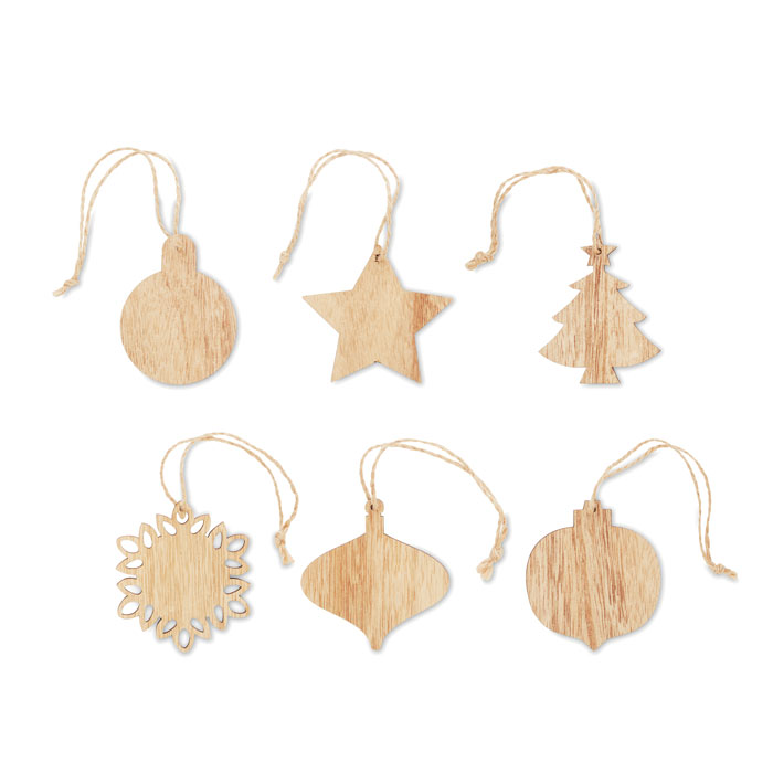 Set Of Wooden Xmas Ornaments - Chriset